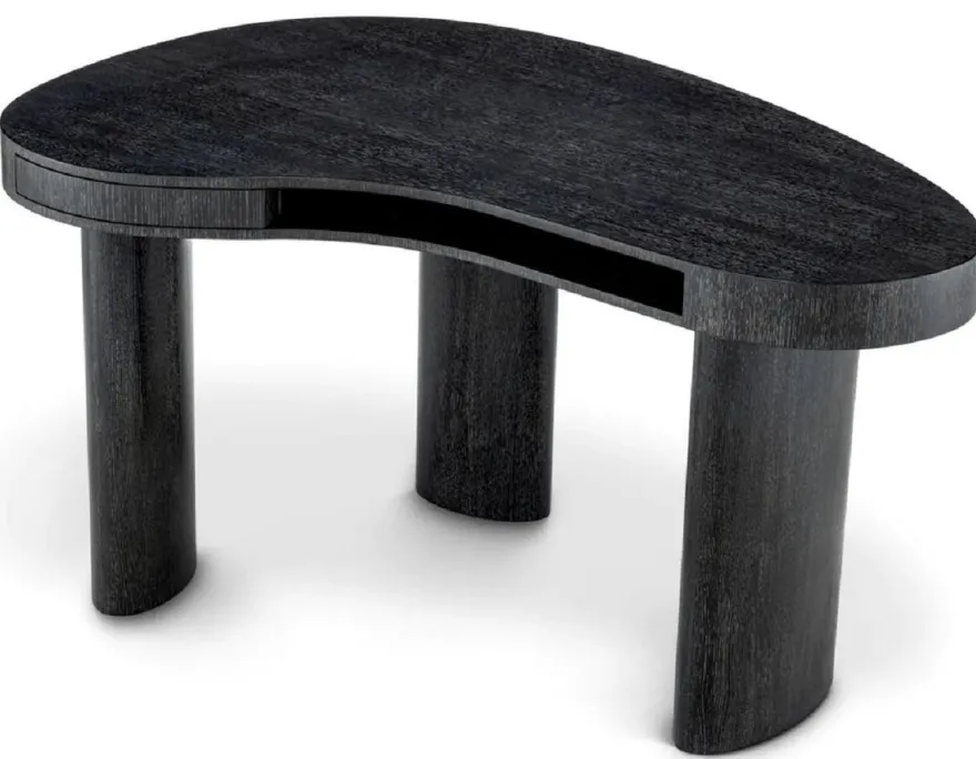 Casa Padrino Luxus Schreibtisch Schwarzgrau 145 x 91 x H. 78,5 cm - Gebogener Bürotisch mit Schublade - Computertisch - Büro Möbel - Luxus Möbel - Luxus Einrichtung - Luxus Qualität
