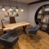 Casa Padrino Luxus Schreibtisch Naturfarben / Schwarz 140 cm