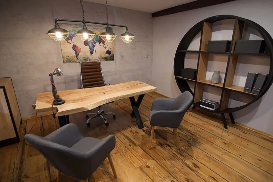 Casa Padrino Luxus Schreibtisch Naturfarben / Schwarz 140 cm