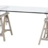 Casa Padrino Luxus Schreibtisch Sekretär Art Deco Stil Glas Eichenholz Rustikal 175 x 80 x 64-95 cm