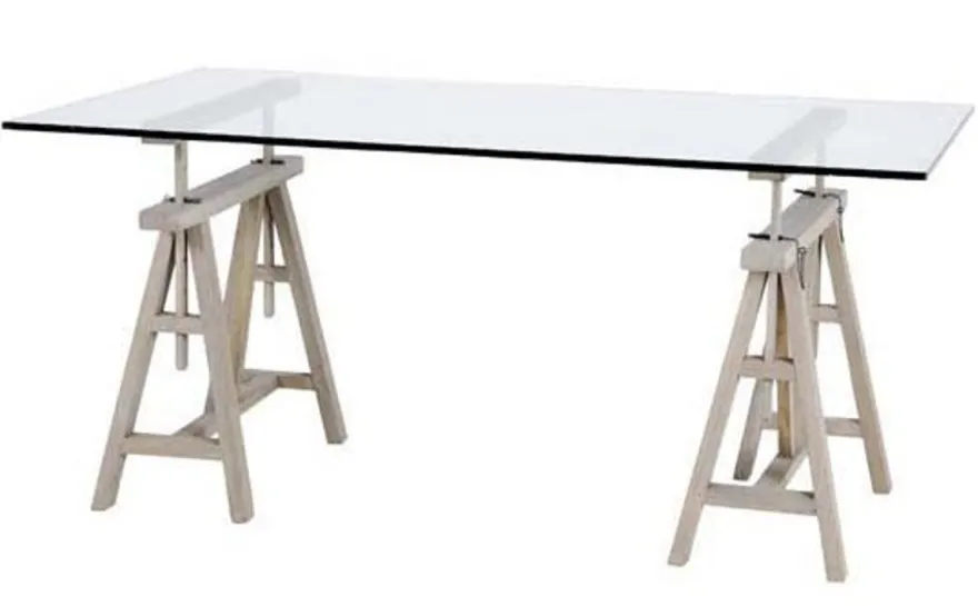 Casa Padrino Luxus Schreibtisch Sekretär Art Deco Stil Glas Eichenholz Rustikal 175 x 80 x 64-95 cm