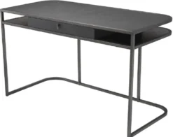 Casa Padrino Luxus Schreibtisch mit Schublade und abnehmbaren Regalaufsatz Dunkelgrau 130 x 60 x H. 75 cm - Büromöbel