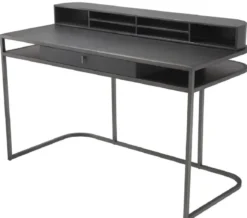 Casa Padrino Luxus Schreibtisch mit Schublade und abnehmbaren Regalaufsatz Dunkelgrau 130 x 60 x H. 75 cm - Büromöbel