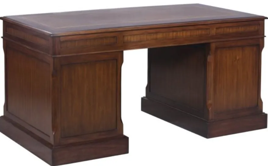 Casa Padrino Luxus Schreibtisch mit Tür und 6 Schubladen Braun / Silber 160 x 80 x H. 79 cm - Büromöbel