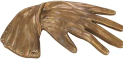 Casa Padrino Luxus Schreibtisch Deko Hand Vintage Messingfarben 29 x 16 x H. 3 cm - Messing Deko Objekt - Luxus Deko Accessoires