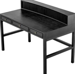 Casa Padrino Luxus Schreibtisch Schwarzgrau / Messing 130 cm