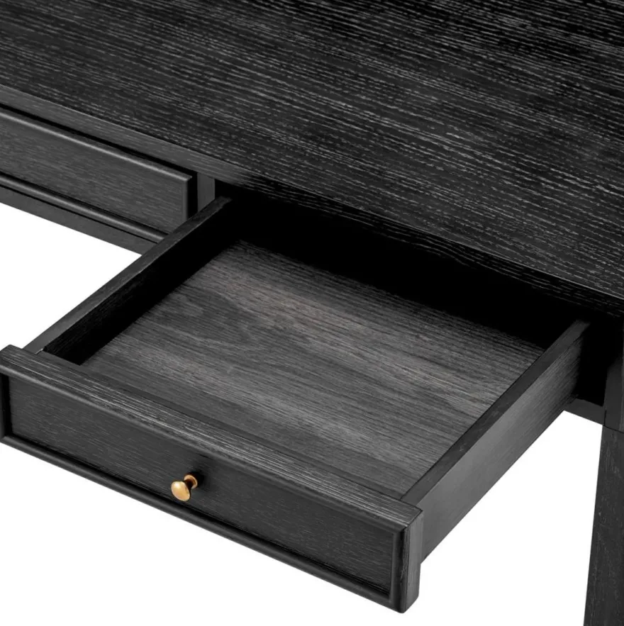 Casa Padrino Luxus Schreibtisch Schwarzgrau / Messing 130 cm