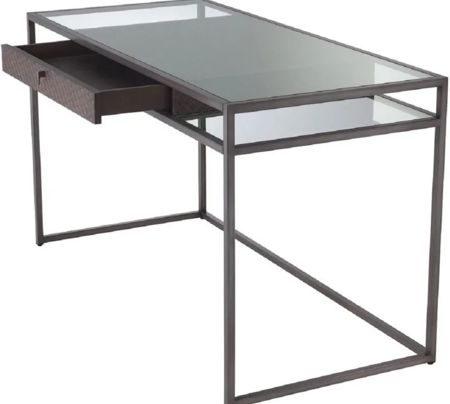 Casa Padrino Luxus Schreibtisch mit Schublade Bronze 135 x 60 x H. 75,5 cm - Luxus Qualität - Luxus Büromöbel