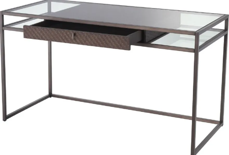 Casa Padrino Luxus Schreibtisch mit Schublade Bronze 135 x 60 x H. 75,5 cm - Luxus Qualität - Luxus Büromöbel