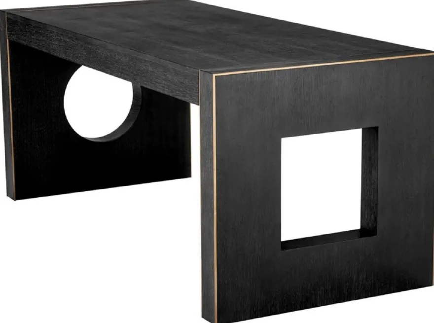 Casa Padrino Luxus Schreibtisch mit 3 Schubladen Schwarzgrau / Bronze 180,5 x 80 x H. 76 cm - Bürotisch - Computertisch - Büro Möbel - Luxus Möbel - Luxus Einrichtung - Luxus Qualität