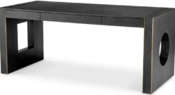 Casa Padrino Luxus Schreibtisch mit 3 Schubladen Schwarzgrau / Bronze 180,5 x 80 x H. 76 cm - Bürotisch - Computertisch - Büro Möbel - Luxus Möbel - Luxus Einrichtung - Luxus Qualität