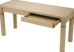 Casa Padrino Luxus Schreibtisch mit 2 Schubladen Beige / Messing 160 x 60 x H. 76 cm - Bürotisch - Computertisch - Büro Möbel - Luxus Möbel - Luxus Einrichtung - Büro Einrichtung - Luxus Qualität