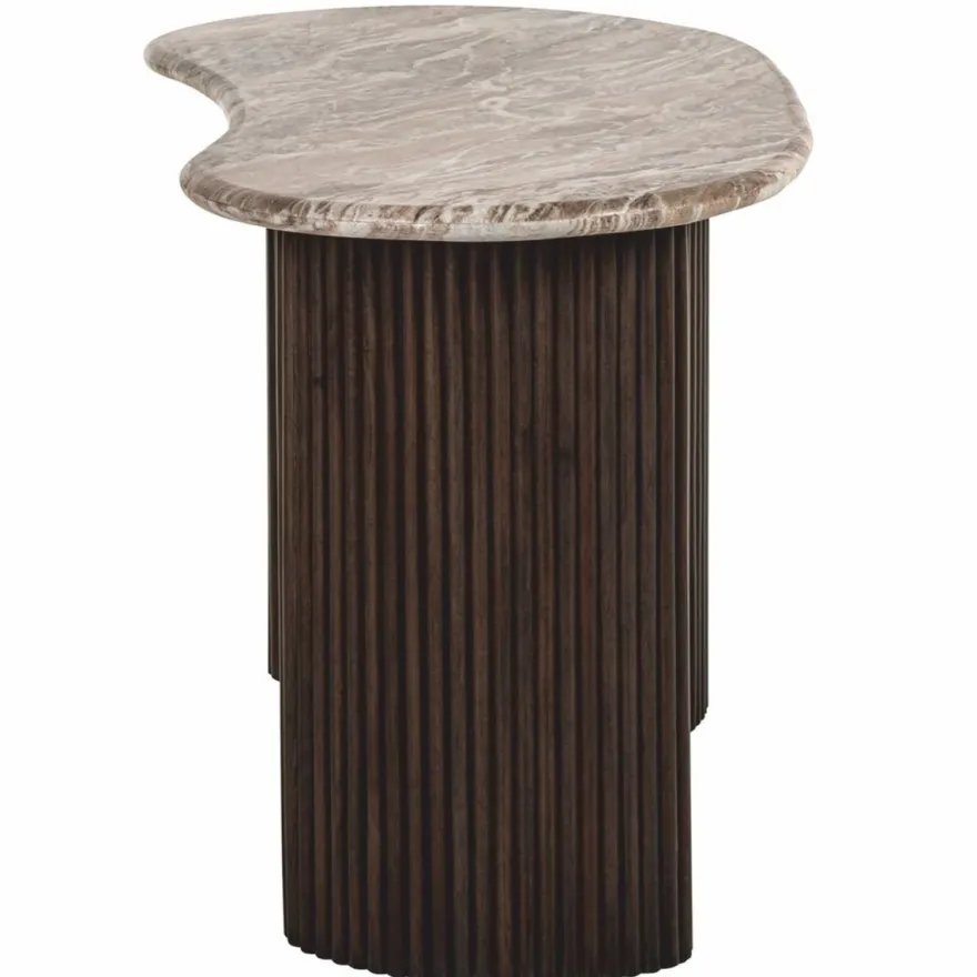 Casa Padrino Luxus Schreibtisch mit Marmorplatte Beige / Dunkelbraun 150 cm - Büro Möbel