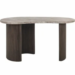 Casa Padrino Luxus Schreibtisch mit Marmorplatte Beige / Dunkelbraun 150 cm - Büro Möbel