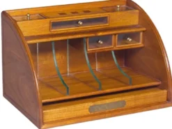 Casa Padrino Luxus Schreibtisch Oranizer Box Hellbraun 37,5 x 25 x H. 24 cm - Elegante Massivholz Büro Box - Luxus Büro & Schreibtisch Accessoires