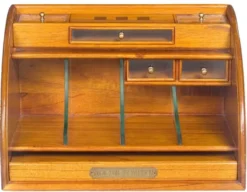 Casa Padrino Luxus Schreibtisch Oranizer Box Hellbraun 37,5 x 25 x H. 24 cm - Elegante Massivholz Büro Box - Luxus Büro & Schreibtisch Accessoires