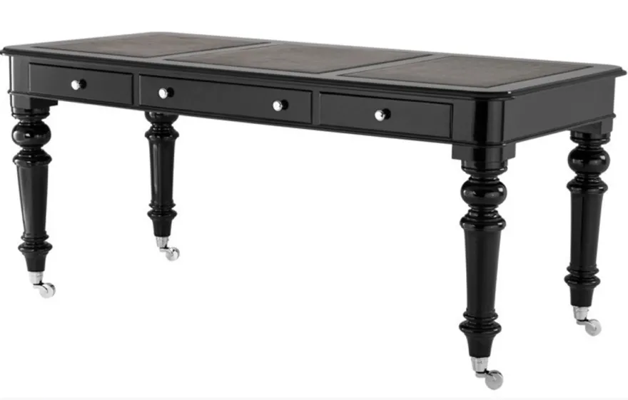 Casa Padrino Luxus Schreibtisch Sekretär Hochglanz Schwarz Klavierlack 170 x 80 cm