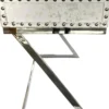 Casa Padrino Luxus Schreibtisch mit 2 Schubladen Weiß / Silber 110 x 50 x H75 Leder / Metall - Sekretär
