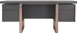 Casa Padrino Luxus Schreibtisch Anthrazitgrau / Bronzefarben 180 x 80 x H. 76 cm - Eleganter Massivholz Schreibtisch mit 4 Schubladen - Luxus Büro Möbel