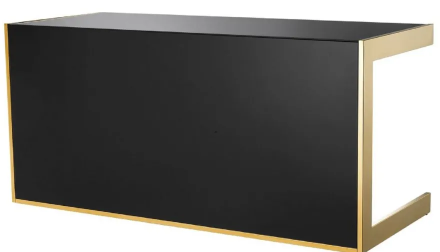 Casa Padrino Luxus Schreibtisch Schwarz / Gold 160,5 x 65 x H. 75,5 cm - Luxus Möbel - Büromöbel