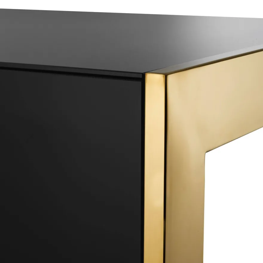 Casa Padrino Luxus Schreibtisch Schwarz / Gold 160,5 x 65 x H. 75,5 cm - Luxus Möbel - Büromöbel