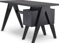 Casa Padrino Luxus Schreibtisch Schwarz 140 x 69 x H. 77 cm - Eleganter Massivholz Schreibtisch mit 2 Schubladen - Luxus Büro Möbel