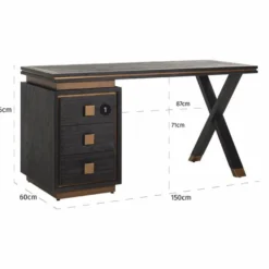 Casa Padrino Luxus Schreibtisch mit 3 Schubladen Antik Schwarz / Bronze 150 cm - Büro Möbel