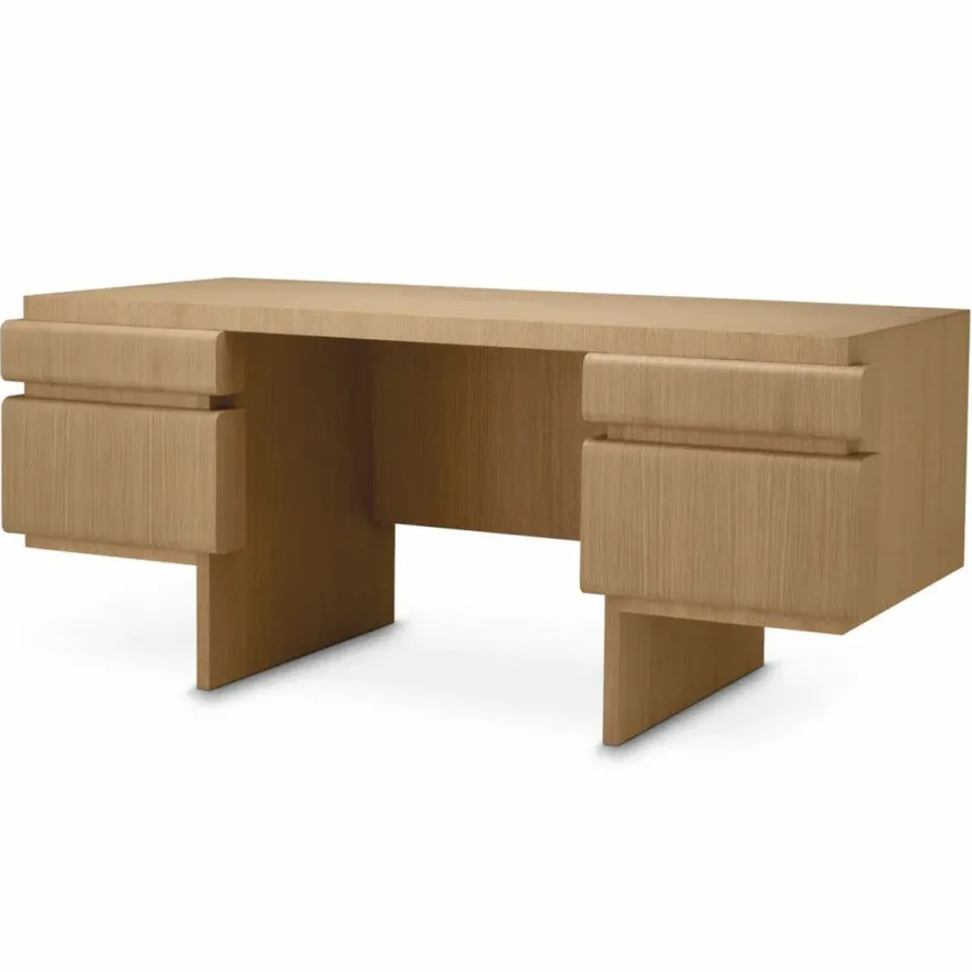Casa Padrino Luxus Schreibtisch mit 4 Schubladen Naturfarben 180,5 cm - Büro Möbel