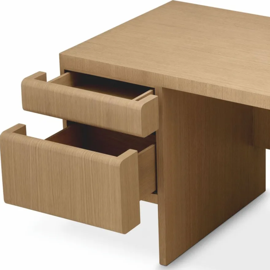 Casa Padrino Luxus Schreibtisch mit 4 Schubladen Naturfarben 180,5 cm - Büro Möbel
