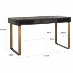 Casa Padrino Luxus Schreibtisch mit Schublade Antik Schwarz / Messing 140 cm - Büro Möbel