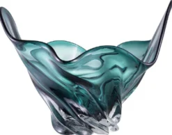 Casa Padrino Luxus Schüssel Grün 42 x 27 x H. 25 cm - Moderne Deko Schüssel aus mundgeblasenem Glas - Deko Accessoires - Luxus Qualität