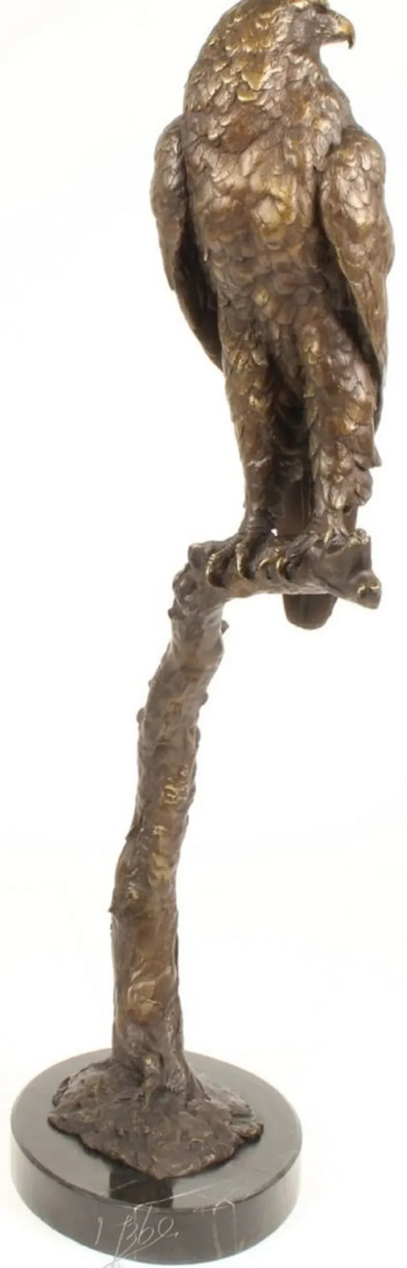 Casa Padrino Luxus Seeadler Bronzefigur Grau / Gold / Schwarz 42,6 x 21,4 x H. 81,8 cm - Dekofigur mit Marmorsockel