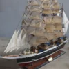 Casa Padrino Luxus Segelschiff Pamier mit Massivholz Ständer Schwarz / Weiß / Rot / Braun 97 x 30 x H. 70 cm - Handgefertigtes Deko Schiff Holzschiff - Deko Accessoires