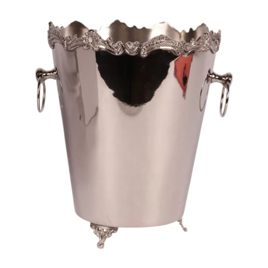 Casa Padrino Luxus Sektkühler Silber Ø 26 x H. 28 cm - Weinkühler mit Barock Zierrand