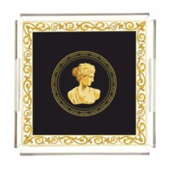 Casa Padrino Luxus Serviertablett Barock Frauenbüste Schwarz 40 cm - Gastronomie Accessoires