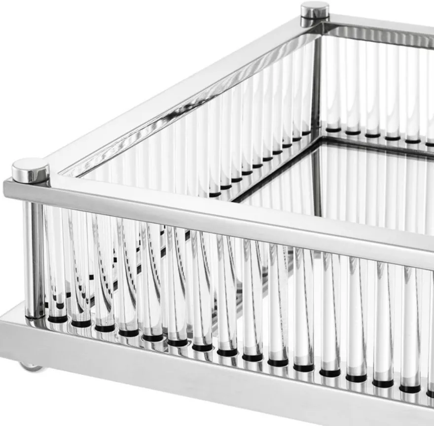 Casa Padrino Luxus Serviertablett Silber 39,5 x 28,5 x H. 9 cm - Gastronomie Accessoires