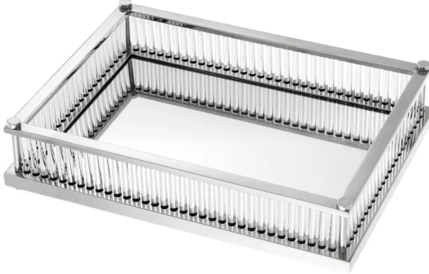 Casa Padrino Luxus Serviertablett Silber 39,5 x 28,5 x H. 9 cm - Gastronomie Accessoires
