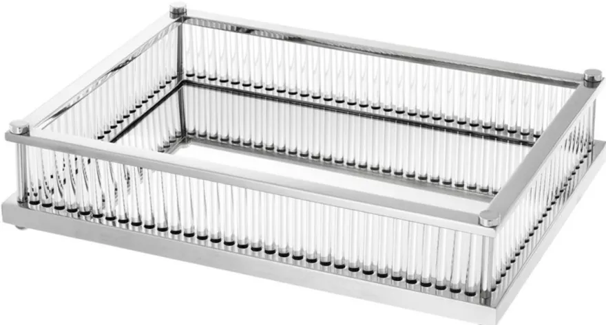 Casa Padrino Luxus Serviertablett Silber 39,5 x 28,5 x H. 9 cm - Gastronomie Accessoires