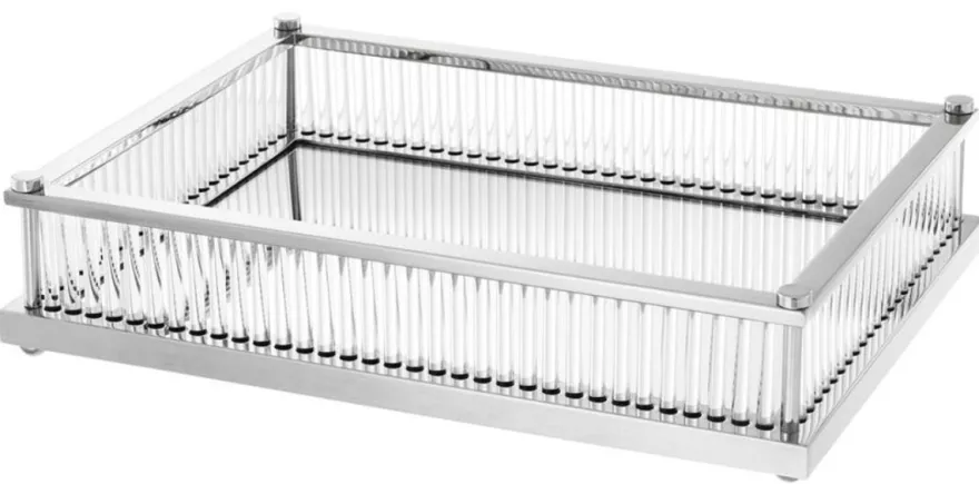 Casa Padrino Luxus Serviertablett Silber 39,5 x 28,5 x H. 9 cm - Gastronomie Accessoires
