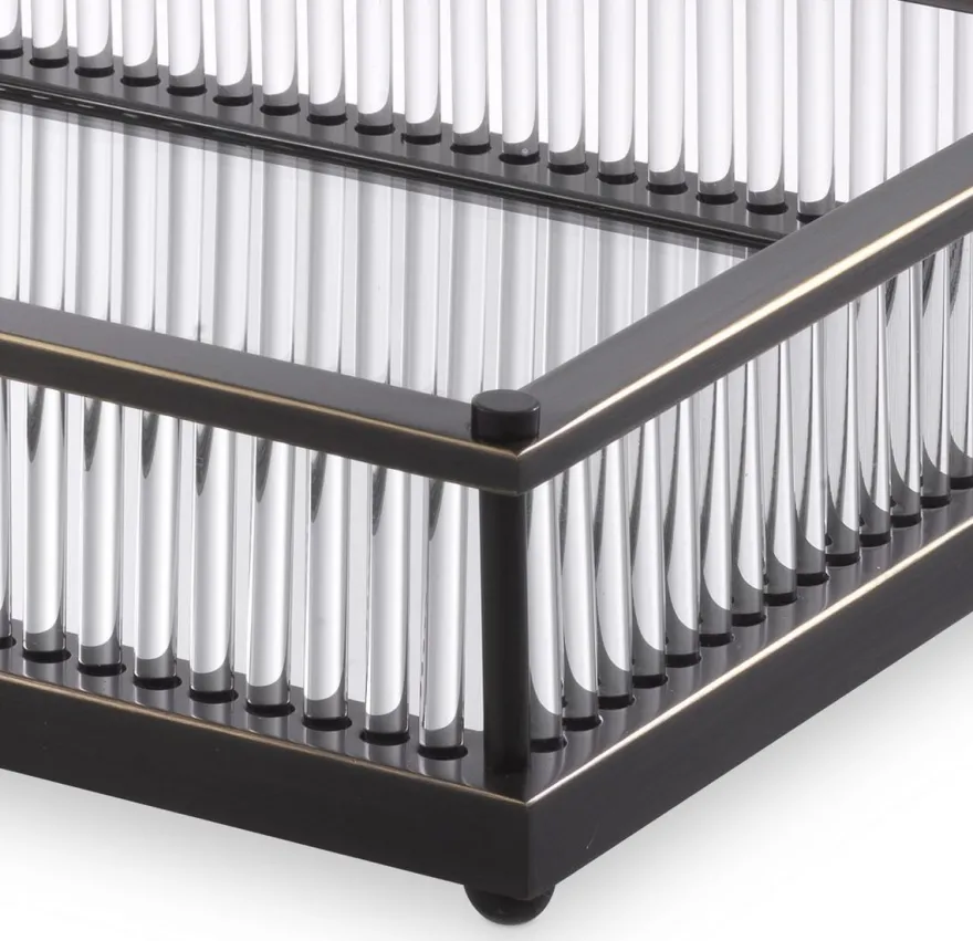 Casa Padrino Luxus Serviertablett Bronzefarben 39,5 x 28,5 x H. 9 cm - Verspiegeltes Edelstahl Tablett - Luxus Gastronomie Accessoires