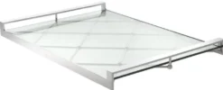 Casa Padrino Luxus Serviertablett Silber 48 x 34 x H. 4 cm - Edelstahl Tablett mit gehärteter Glasplatte - Gastronomie Accessoires - Luxus Qualität
