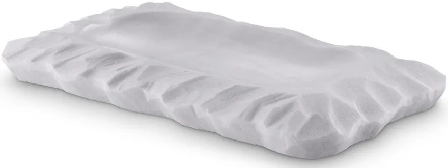 Casa Padrino Luxus Serviertablett Weiß 31 x 18 x H. 2,5 cm - Rechteckiges Marmor Tablett - Luxus Hotel & Restaurant Accessoires