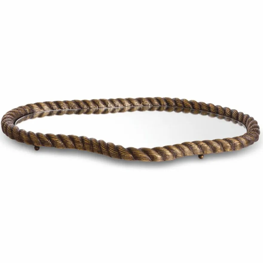 Casa Padrino Luxus Serviertablett Antik Messing 66,5 cm - Luxus Accessoires