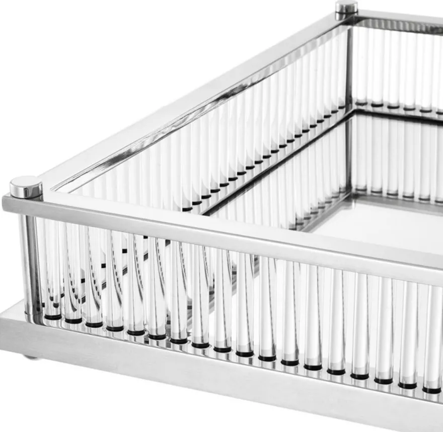 Casa Padrino Luxus Serviertablett Silber 39,5 x 39,5 x H. 9 cm - Gastronomie Accessoires