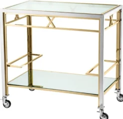 Casa Padrino Luxus Servierwagen Silber / Gold 80 x 48 x H. 76,5 cm - Hotel Restaurant Gastronomie Accessoires