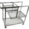 Casa Padrino Luxus Servierwagen Silber / Glas 89 x 42 x H 80cm - Edelstahl Trolley mit Glas - Gastronomie Barwagen