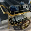 Casa Padrino Luxus Servierwagen Gold / Braun / Schwarz 98 x 48 x H. 85 cm - Edelstahl Trolley mit Glasplatten - Hotel Restaurant Gastronomie Trolley - Hotel & Restaurant Accessoires