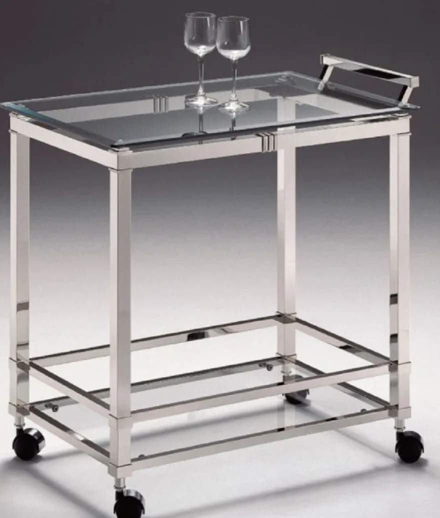Casa Padrino Luxus Servierwagen Silber 74 x 49 x H. 78 cm - Hotel Restaurant Gastronomie Trolley - Luxus Accessoires