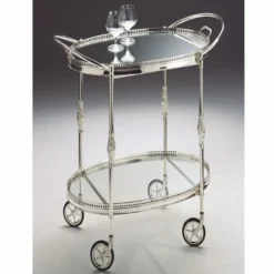 Casa Padrino Luxus Servierwagen mit abnehmbarem Tablett Silber - Made in Italy