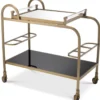 Casa Padrino Luxus Servierwagen mit abnehmbarem Tablett Messingfarben / Schwarz 83 x 45 x H. 75,5 cm - Hotel Restaurant Gastronomie Trolley - Luxus Accessoires